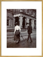 Man and woman crossing the road circa 1900 art print extra large gold Art Print - Science Museum Shop