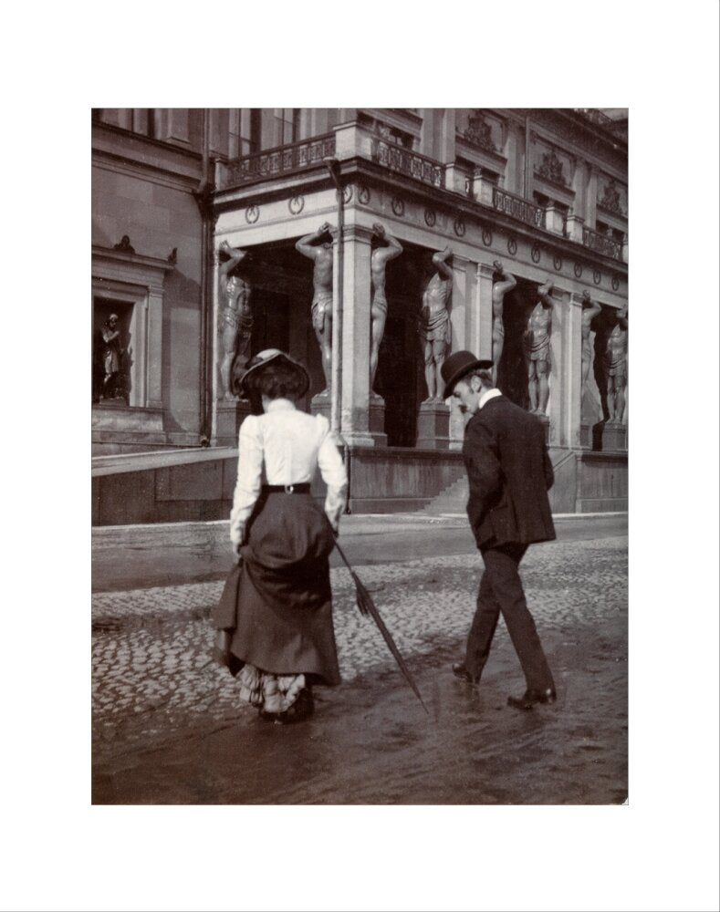 Man and woman crossing the road circa 1900 art print extra small none Art Print - Science Museum Shop