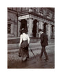 Man and woman crossing the road circa 1900 unstretched canvas medium none Art Print - Science Museum Shop