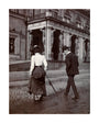 Man and woman crossing the road circa 1900 unstretched canvas large none Art Print - Science Museum Shop