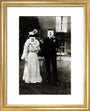 A couple, each holding up a number in front of their face circa 1905 art print extra small gold Art Print - Science Museum Shop