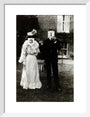 A couple, each holding up a number in front of their face circa 1905 art print small white Art Print - Science Museum Shop
