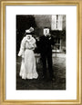 A couple, each holding up a number in front of their face circa 1905 art print small gold Art Print - Science Museum Shop