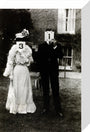 A couple, each holding up a number in front of their face circa 1905 stretched canvas small none Art Print - Science Museum Shop