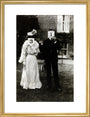 A couple, each holding up a number in front of their face circa 1905 art print medium gold Art Print - Science Museum Shop