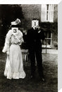 A couple, each holding up a number in front of their face circa 1905 stretched canvas medium none Art Print - Science Museum Shop