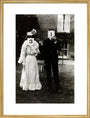 A couple, each holding up a number in front of their face circa 1905 art print large gold Art Print - Science Museum Shop