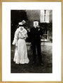 A couple, each holding up a number in front of their face circa 1905 art print extra large gold Art Print - Science Museum Shop