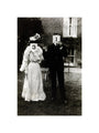 A couple, each holding up a number in front of their face circa 1905 unstretched canvas small none Art Print - Science Museum Shop