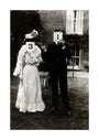 A couple, each holding up a number in front of their face circa 1905 unstretched canvas large none Art Print - Science Museum Shop