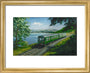 A Diesel Train on the Shore of Bassenthwaite Lake, near Keswick, Cumberland art print extra small gold Art Print - Science Museum Shop