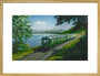 A Diesel Train on the Shore of Bassenthwaite Lake, near Keswick, Cumberland art print large gold Art Print - Science Museum Shop