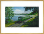 A Diesel Train on the Shore of Bassenthwaite Lake, near Keswick, Cumberland art print extra large gold Art Print - Science Museum Shop