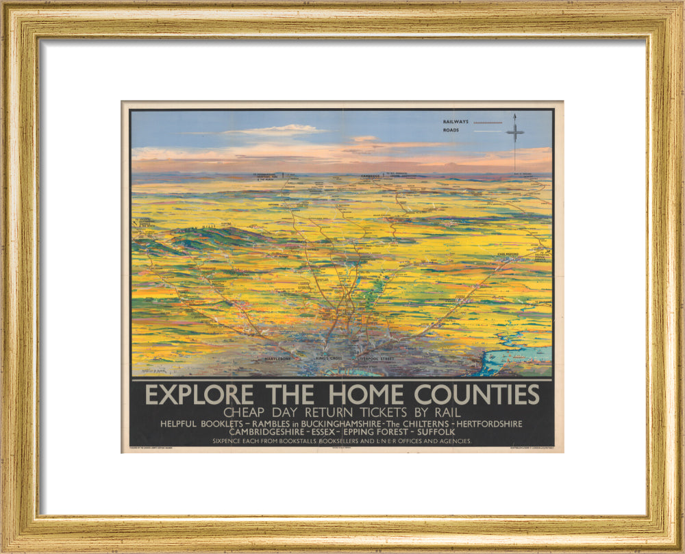 Explore the Home Counties art print extra small gold Art Print - Science Museum Shop
