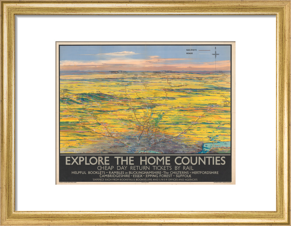 Explore the Home Counties art print small gold Art Print - Science Museum Shop