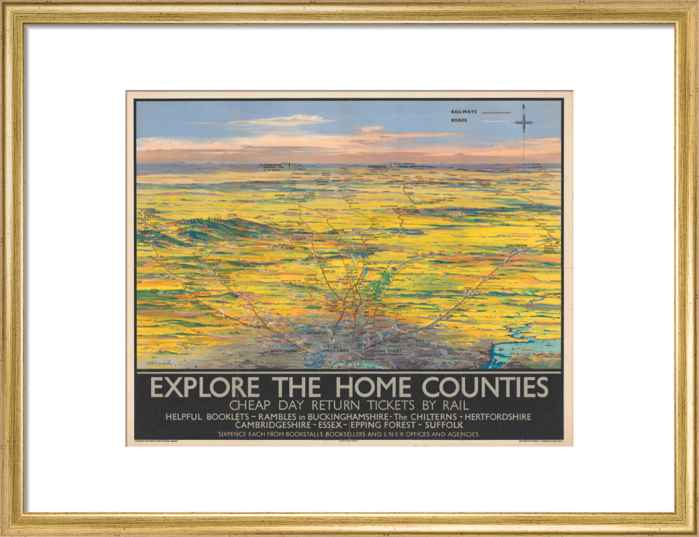 Explore the Home Counties art print medium gold Art Print - Science Museum Shop