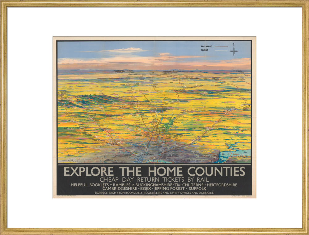Explore the Home Counties art print extra large gold Art Print - Science Museum Shop