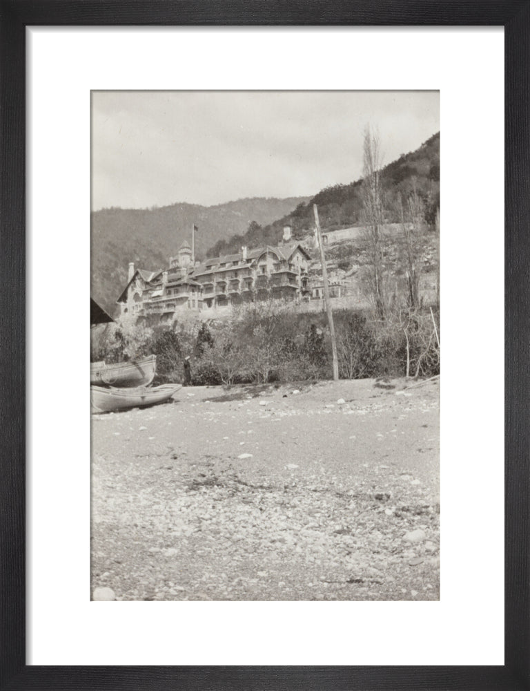 The Palace of Prince Alexander of Oldenburg at Gagra from the Beach. art print small black Art Print - Science Museum Shop