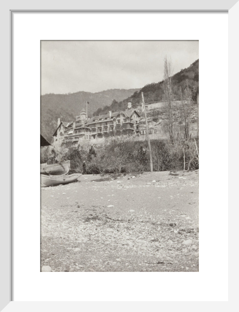 The Palace of Prince Alexander of Oldenburg at Gagra from the Beach. art print small white Art Print - Science Museum Shop