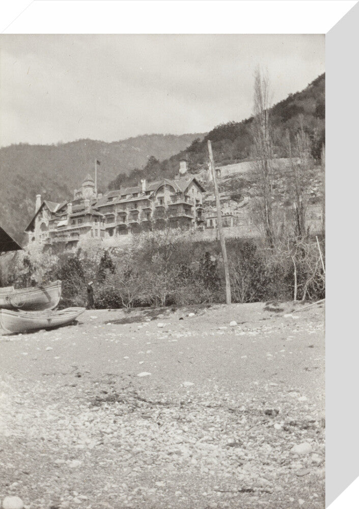 The Palace of Prince Alexander of Oldenburg at Gagra from the Beach. stretched canvas small none Art Print - Science Museum Shop