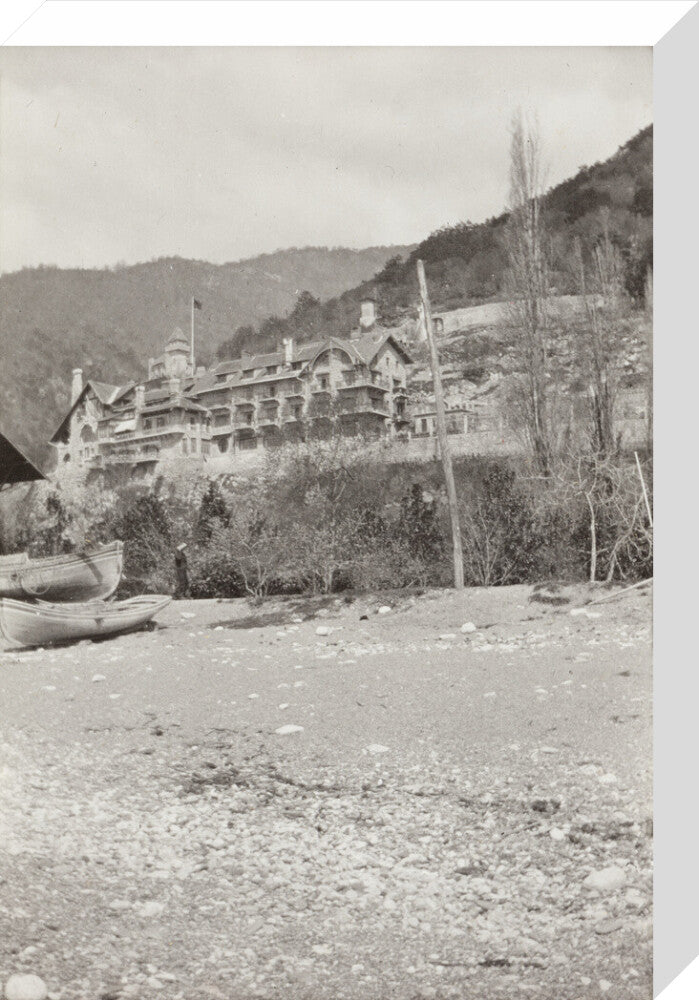 The Palace of Prince Alexander of Oldenburg at Gagra from the Beach. stretched canvas medium none Art Print - Science Museum Shop