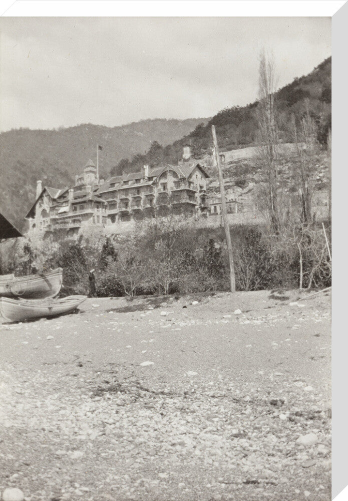 The Palace of Prince Alexander of Oldenburg at Gagra from the Beach. stretched canvas large none Art Print - Science Museum Shop