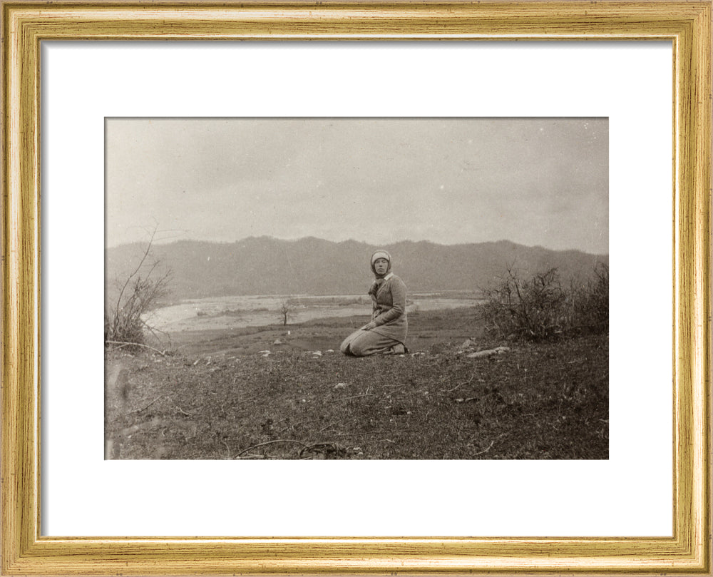 H. I. H. The Grand Duchess Olga Alexandrovna kneeling by the river Bzib. art print extra small gold Art Print - Science Museum Shop