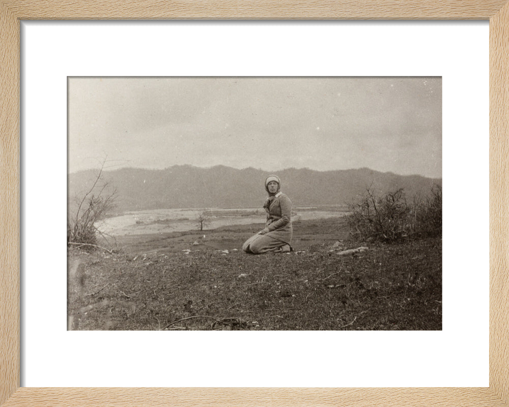 H. I. H. The Grand Duchess Olga Alexandrovna kneeling by the river Bzib. art print extra small natural Art Print - Science Museum Shop