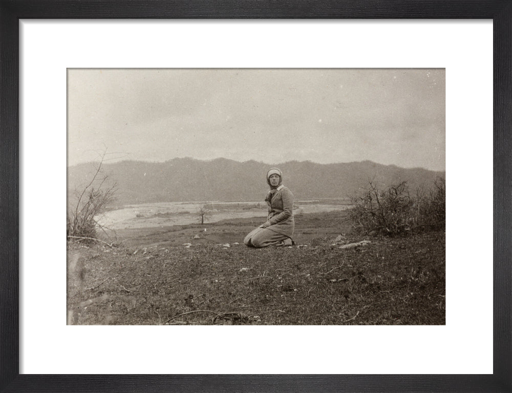 H. I. H. The Grand Duchess Olga Alexandrovna kneeling by the river Bzib. art print small black Art Print - Science Museum Shop
