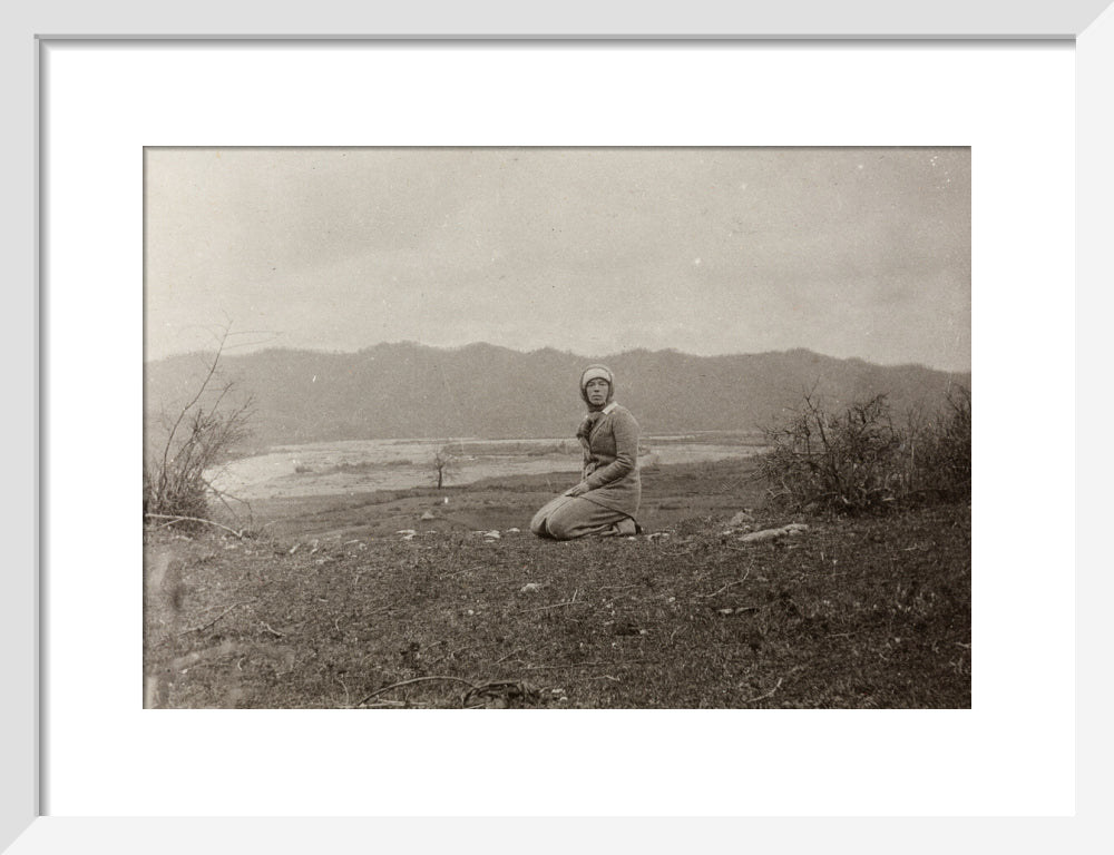 H. I. H. The Grand Duchess Olga Alexandrovna kneeling by the river Bzib. art print small white Art Print - Science Museum Shop