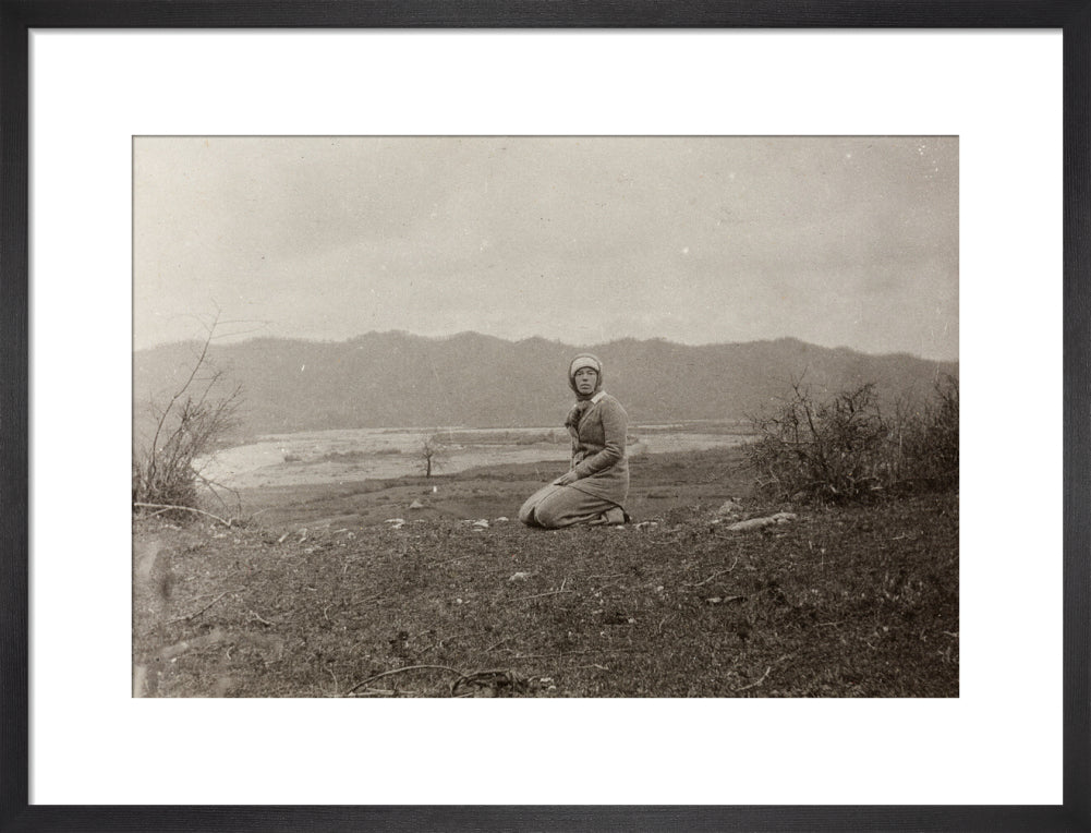 H. I. H. The Grand Duchess Olga Alexandrovna kneeling by the river Bzib. art print medium black Art Print - Science Museum Shop