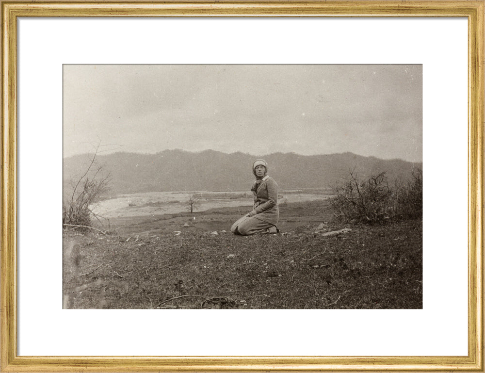 H. I. H. The Grand Duchess Olga Alexandrovna kneeling by the river Bzib. art print medium gold Art Print - Science Museum Shop