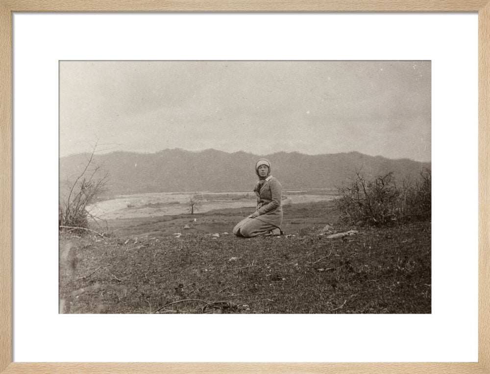 H. I. H. The Grand Duchess Olga Alexandrovna kneeling by the river Bzib. art print medium natural Art Print - Science Museum Shop