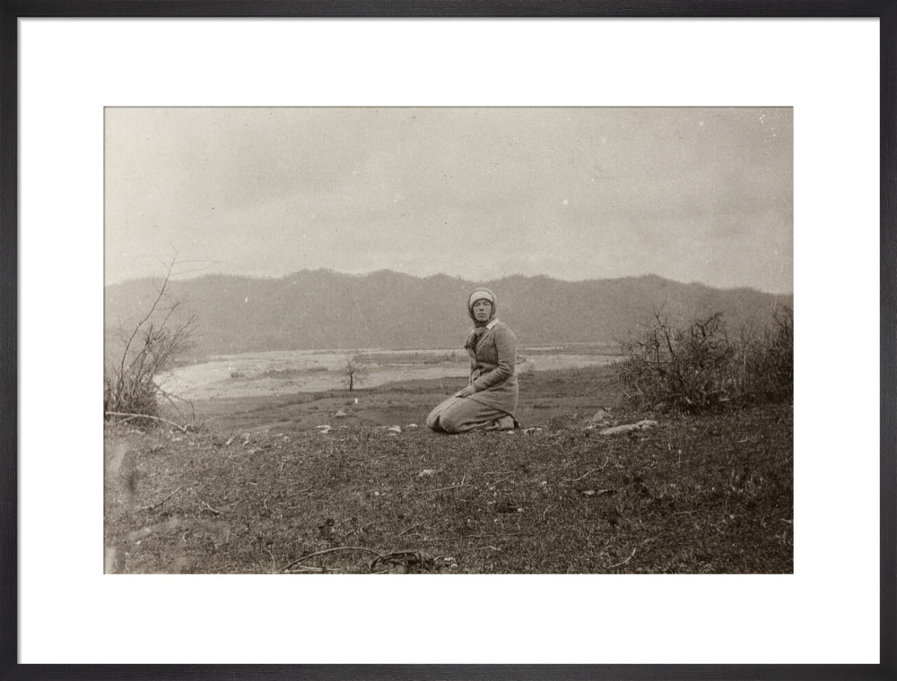 H. I. H. The Grand Duchess Olga Alexandrovna kneeling by the river Bzib. art print large black Art Print - Science Museum Shop