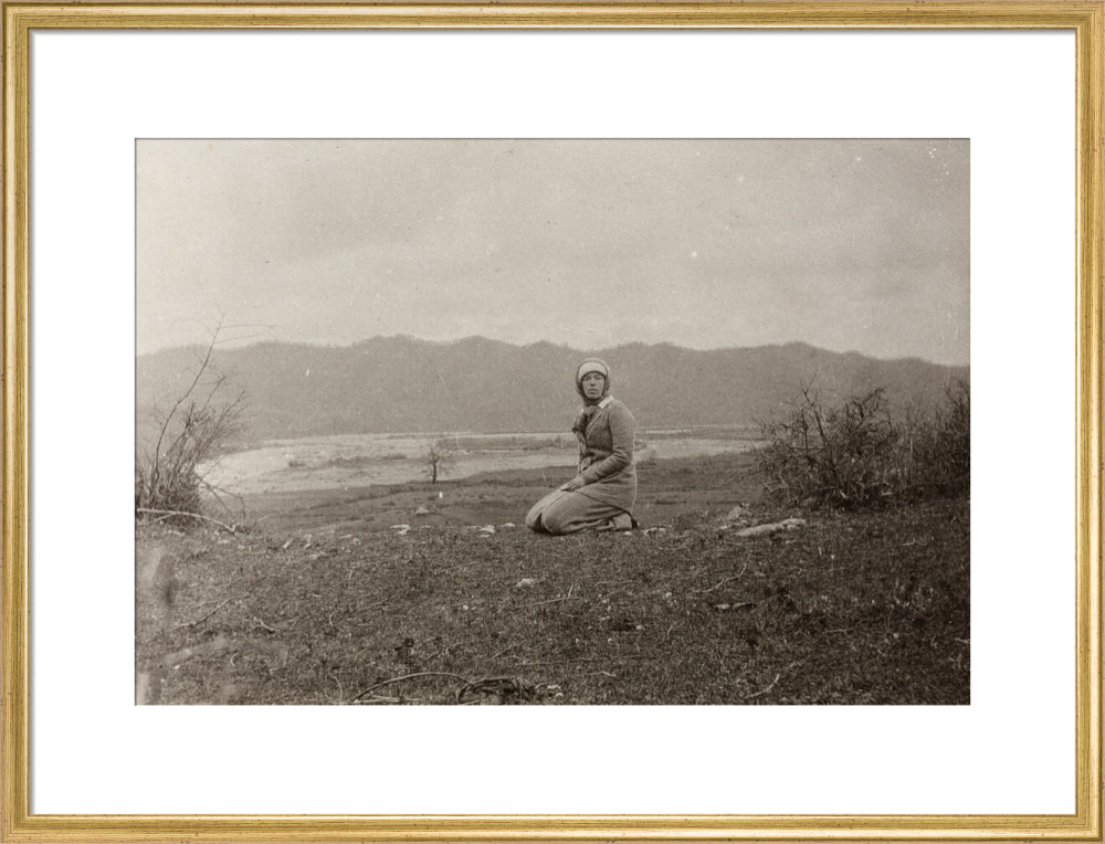 H. I. H. The Grand Duchess Olga Alexandrovna kneeling by the river Bzib. art print large gold Art Print - Science Museum Shop