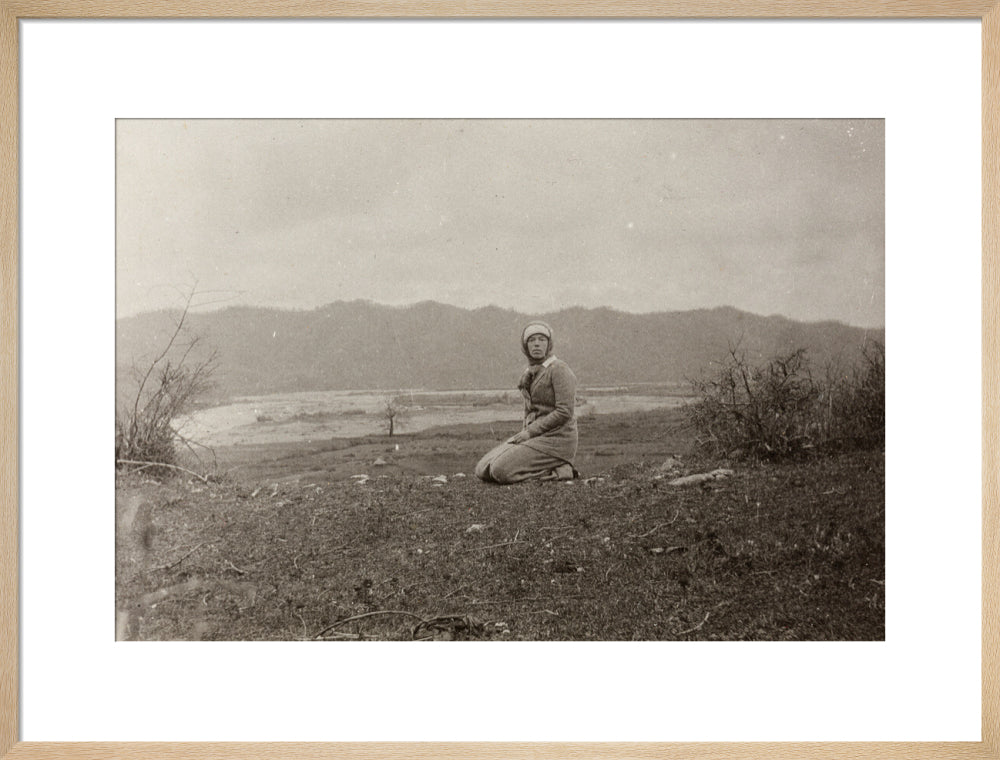 H. I. H. The Grand Duchess Olga Alexandrovna kneeling by the river Bzib. art print large natural Art Print - Science Museum Shop