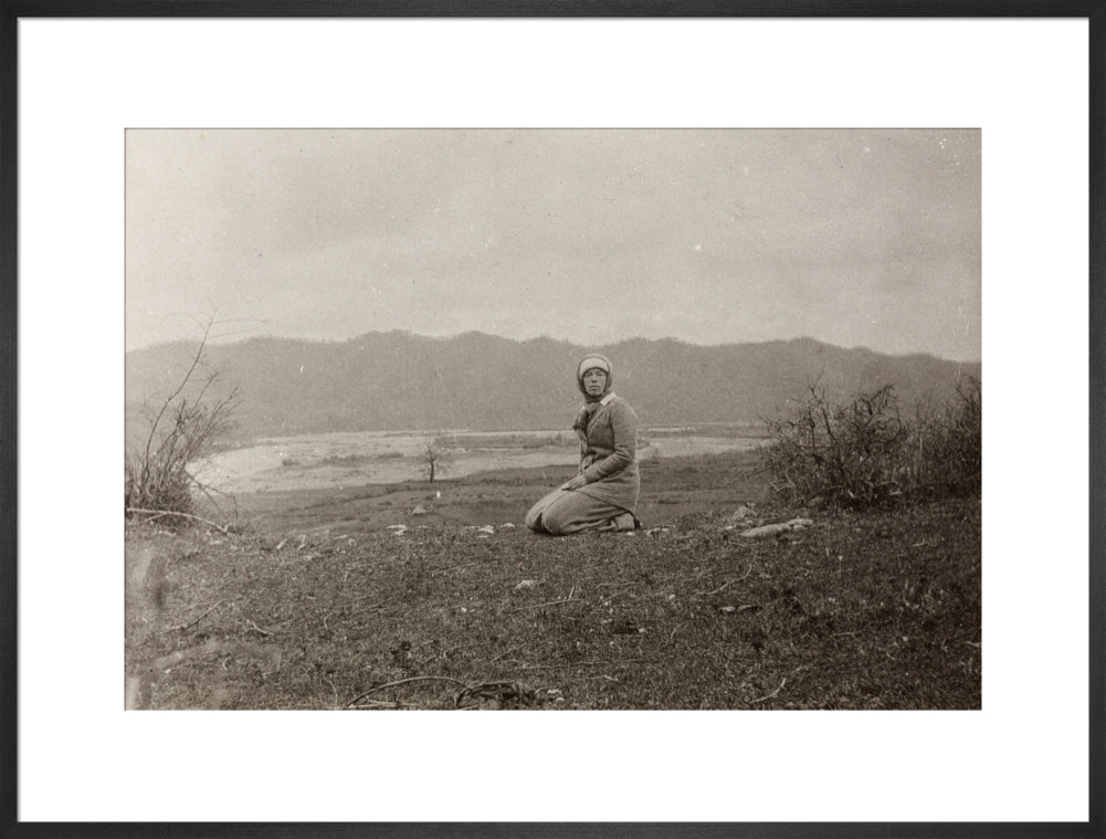 H. I. H. The Grand Duchess Olga Alexandrovna kneeling by the river Bzib. art print extra large black Art Print - Science Museum Shop