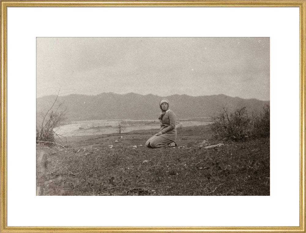 H. I. H. The Grand Duchess Olga Alexandrovna kneeling by the river Bzib. art print extra large gold Art Print - Science Museum Shop