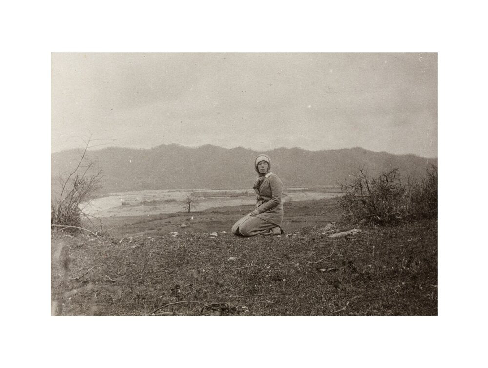 H. I. H. The Grand Duchess Olga Alexandrovna kneeling by the river Bzib. art print extra large none Art Print - Science Museum Shop