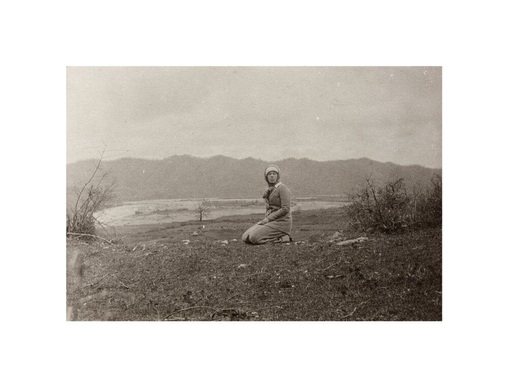 H. I. H. The Grand Duchess Olga Alexandrovna kneeling by the river Bzib. unstretched canvas small none Art Print - Science Museum Shop