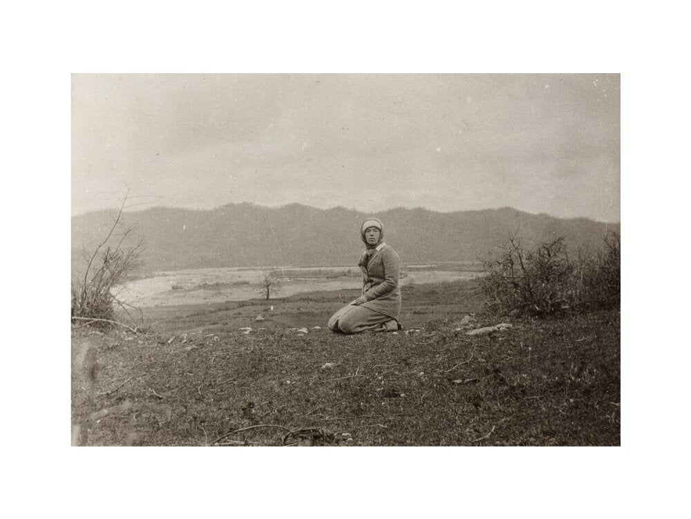 H. I. H. The Grand Duchess Olga Alexandrovna kneeling by the river Bzib. art print large none Art Print - Science Museum Shop