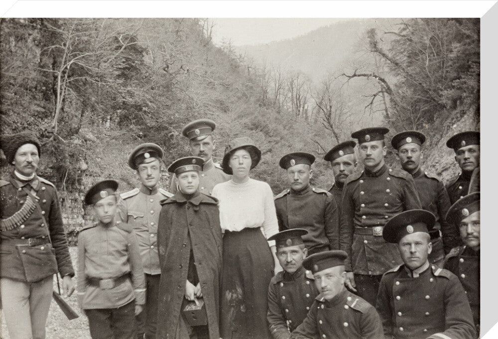 On Expedition to see a Landslip in the Mountains. stretched canvas large none Art Print - Science Museum Shop