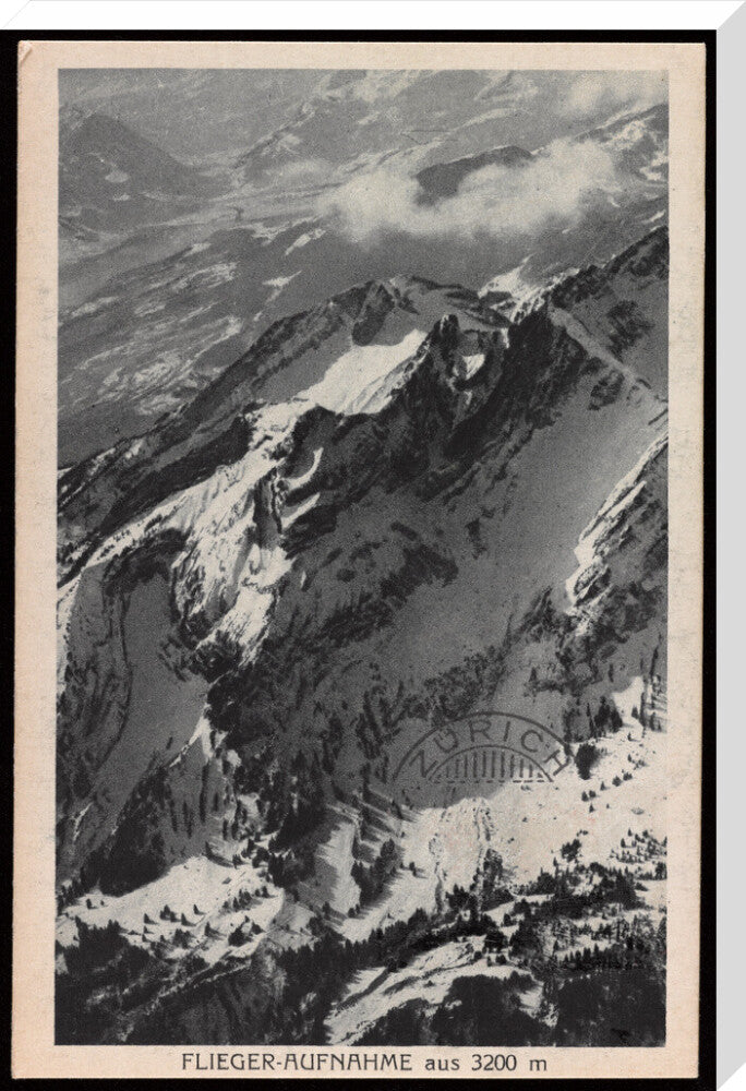 Postcard for the Flieger-Aufnahme at 3200m, 1927. stretched canvas extra large none Art Print - Science Museum Shop