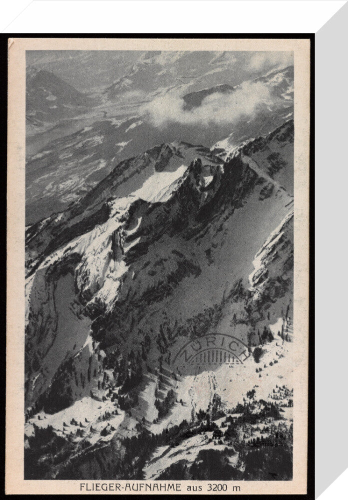 Postcard for the Flieger-Aufnahme at 3200m, 1927. stretched canvas small none Art Print - Science Museum Shop