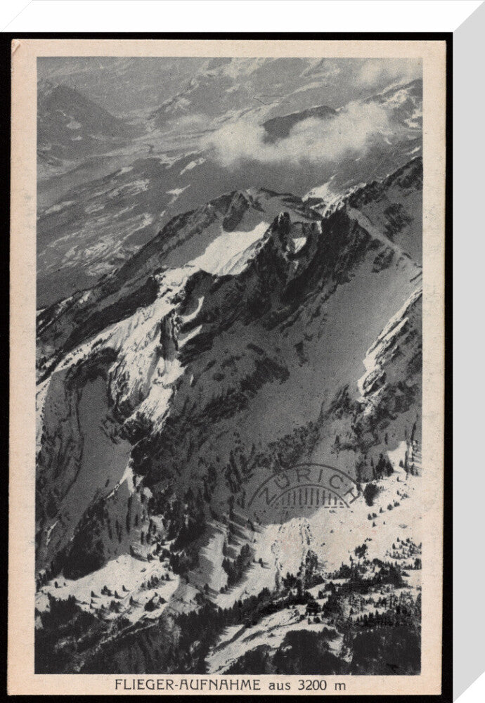 Postcard for the Flieger-Aufnahme at 3200m, 1927. stretched canvas medium none Art Print - Science Museum Shop
