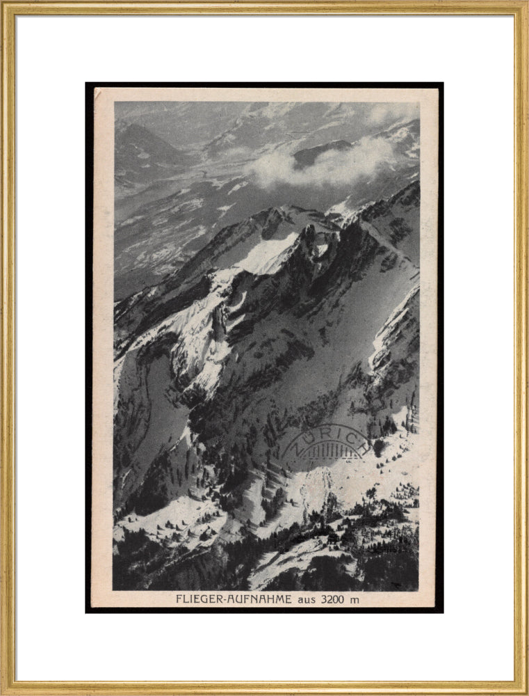 Postcard for the Flieger-Aufnahme at 3200m, 1927. art print extra large gold Art Print - Science Museum Shop
