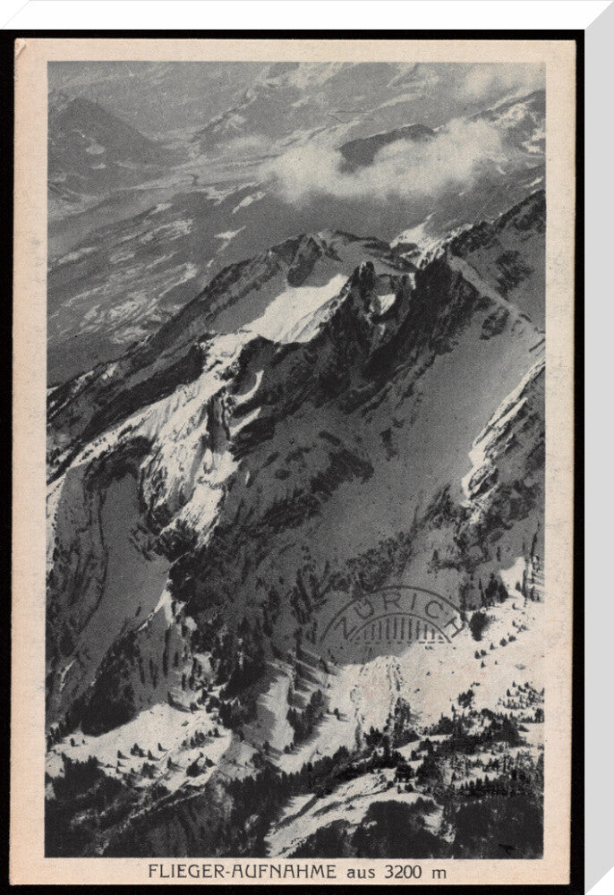 Postcard for the Flieger-Aufnahme at 3200m, 1927. stretched canvas large none Art Print - Science Museum Shop