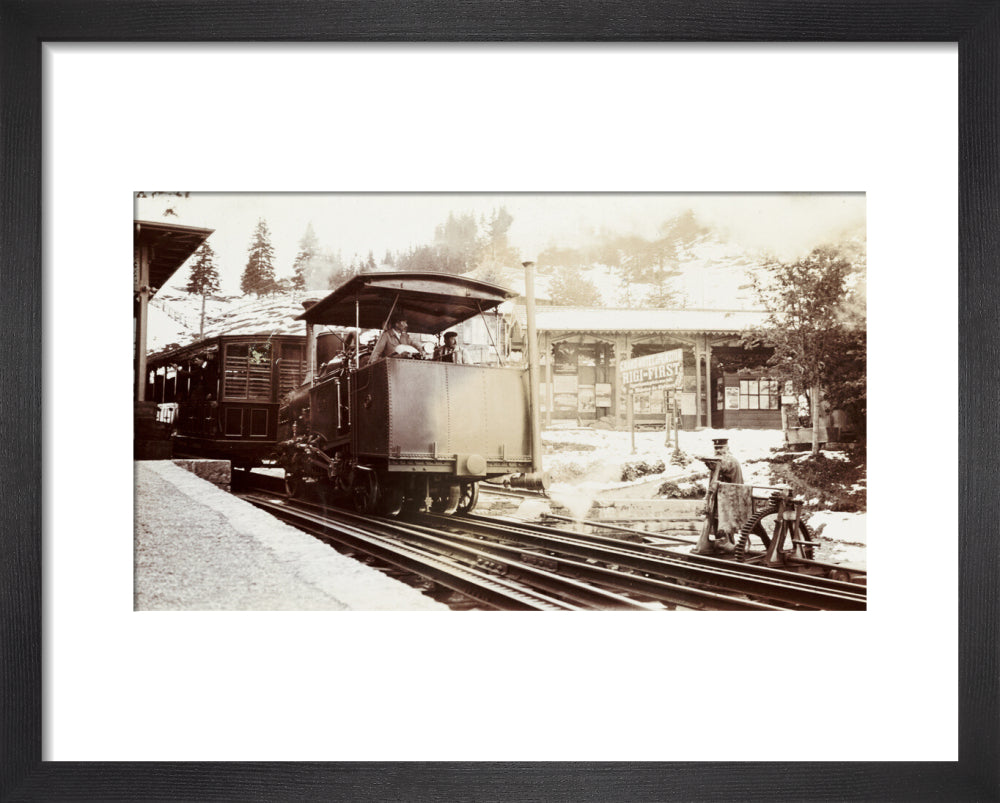 Funicular train at Rigi-First station, Switzerland, about 1912 art print extra small black Art Print - Science Museum Shop