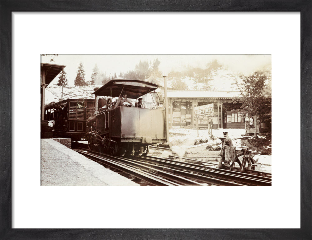 Funicular train at Rigi-First station, Switzerland, about 1912 art print small black Art Print - Science Museum Shop