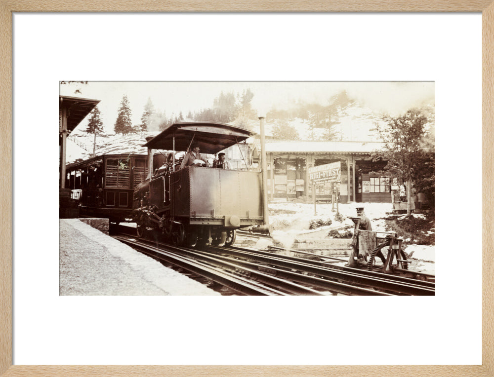 Funicular train at Rigi-First station, Switzerland, about 1912 art print medium natural Art Print - Science Museum Shop